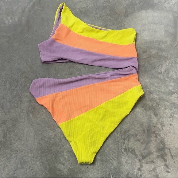 New! Beach Riot Joyce swimsuit purple colorblock 27714 - Picture 9 of 16